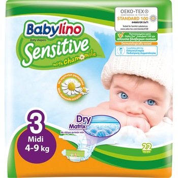 Scutece Babylino Sensitive 3, 4-9 kg, 22 bucati Scutece Babylino Sensitive 3, 4-9 kg, 22 bucati
