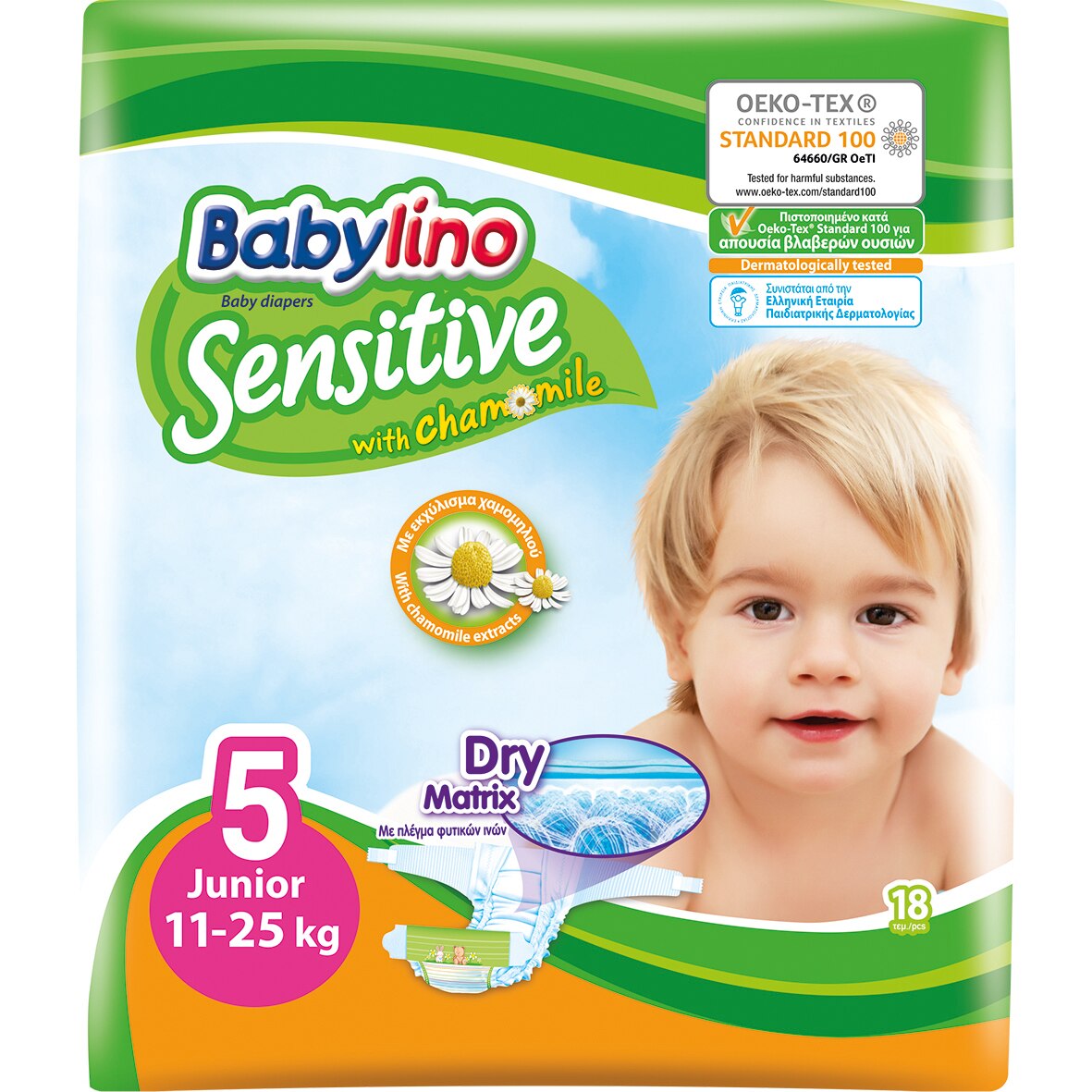 Scutece Babylino Sensitive 5, 11-25 kg, 18 bucati
