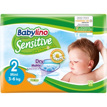 Scutece Babylino Sensitive 2, 3-6 kg, 26 bucati Scutece Babylino Sensitive 2, 3-6 kg, 26 bucati