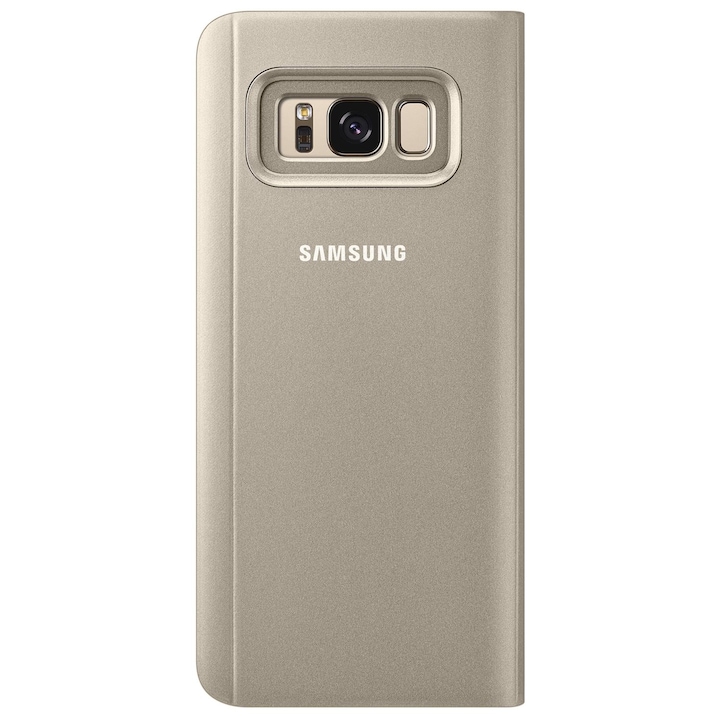 Husa de protectie Samsung Clear View Standing Cover pentru Galaxy S8, Gold