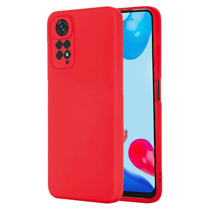 Husa protectie, interior de catifea, compatibila cu Xiaomi Redmi Note 11 4G / Note 11S, FONIX BloomShield, silicon, margini ridicate, slim, Rosu