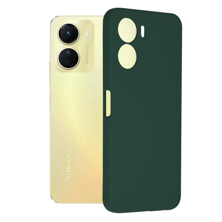 Защитен калъф за телефон Soft Edge от мек силикон, против пръстови отпечатъци, съвместим с Vivo Y16, тъмно зелен