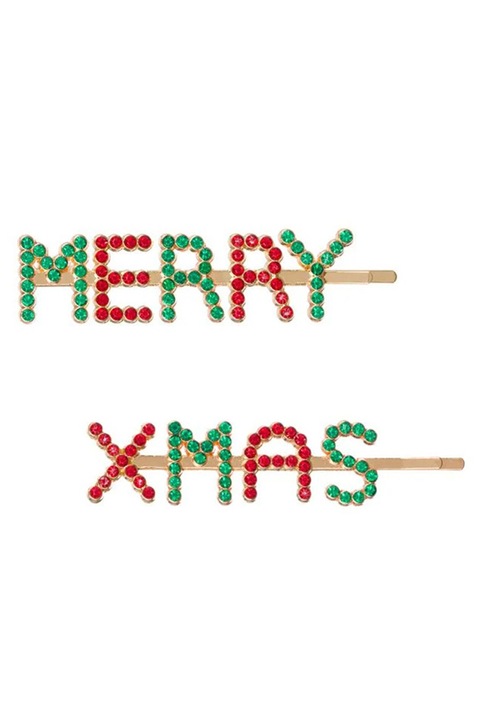 2 db-os hajcsat készlet, Merry Xmas felirattal kövekből, M Deco