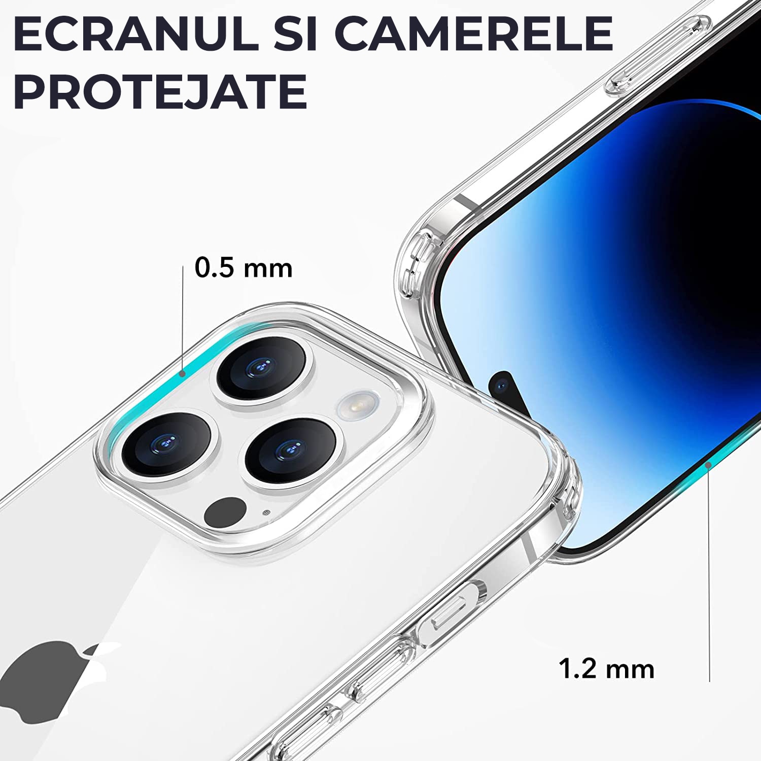 Husa Daden® Transparent Clear pentru iPhone 14 Pro, Anti ingalbenire, Antisoc, Transparenta