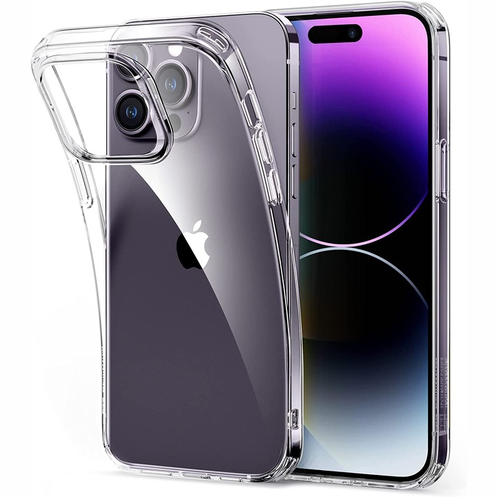 Husa Daden® Transparent Clear pentru iPhone 14 Pro Max, Anti ingalbenire, Antisoc, Transparenta