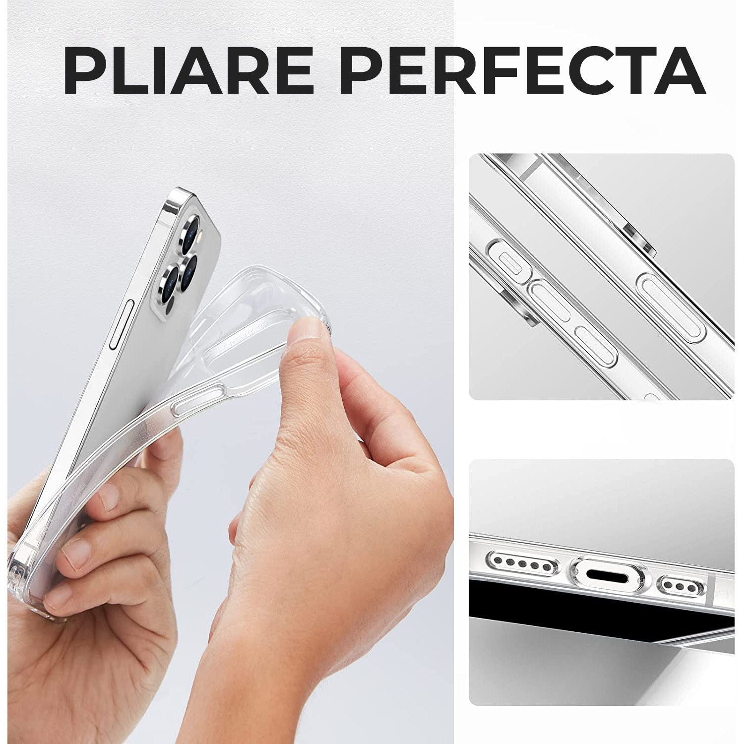Husa Daden® Transparent Clear pentru iPhone 14 Pro, Anti ingalbenire, Antisoc, Transparenta