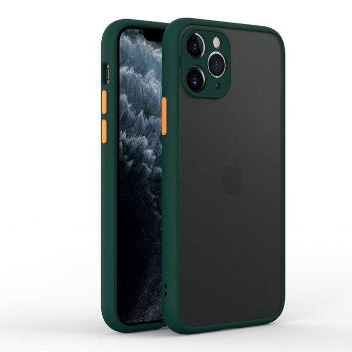 Husa de Protectie pentru Apple iPhone 12 Pro Max, Silicon TPU, Protectie Camera, Trendy Smoky Design, Verde