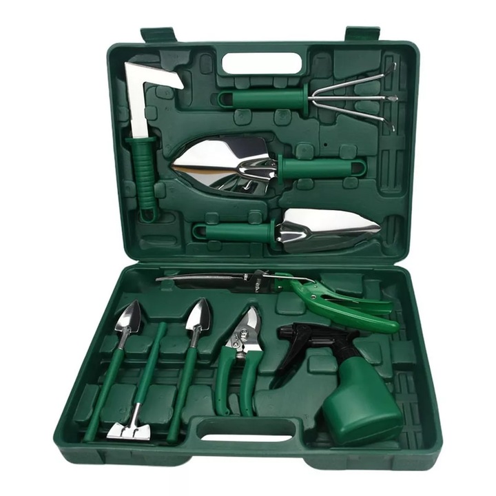 Комплект инструменти за градинарство, SHAWTY, 10 части, зелено/черно