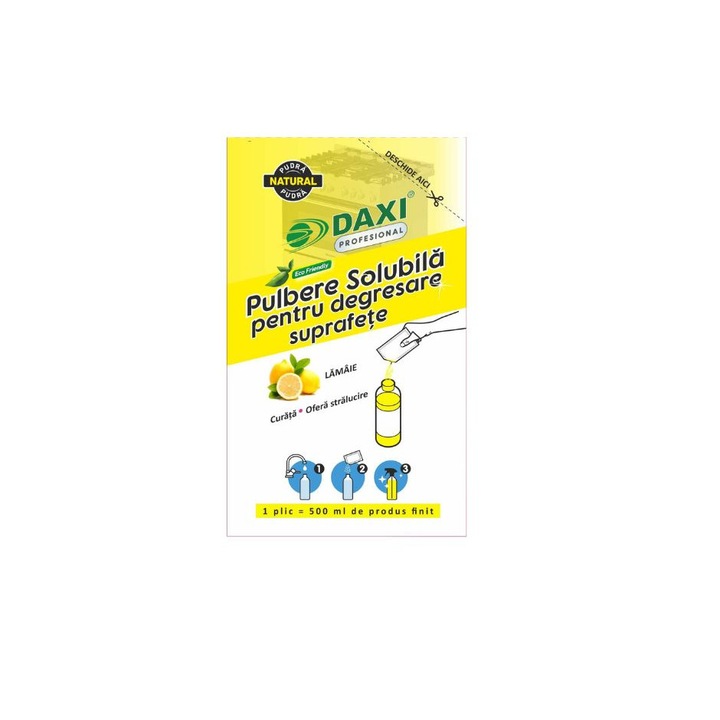 Pulbere solubila pentru degresare suprafete, Daxi, 45 pliculete x 10g 500ml