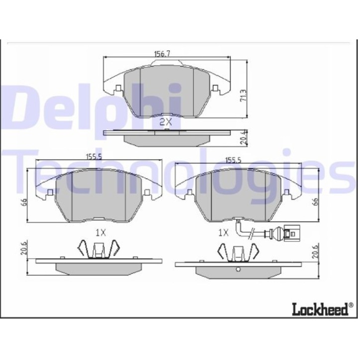 Set Placute Frana Fata DELPHI - Skoda Octavia 2, Superb 2, Rapid, Fabia 3 (Cu Senzor)