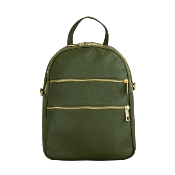 Eva Bags valódi bőr női hátizsák, Leea katonai zöld, 22x29x13