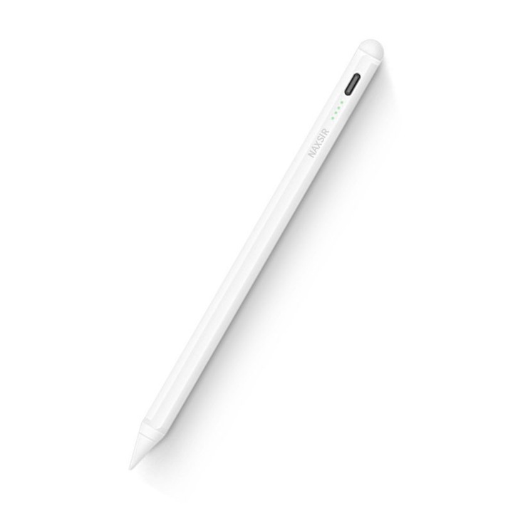 Stylus iPad Pen, pentru tableta iPad 2018-2023, Telefon, Varf Cupru, Magnetic, NAXSIR, Alb
