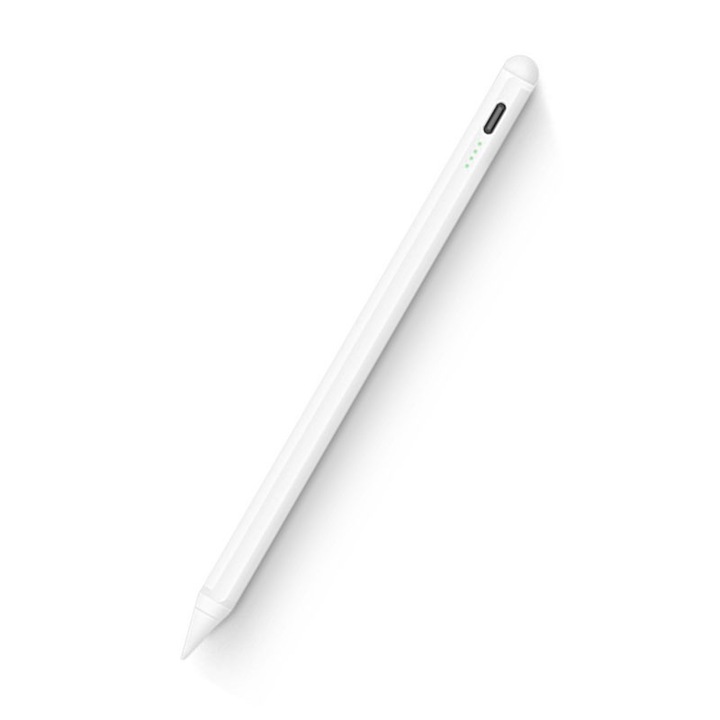 Стилус iPad Pen, KINSI, за iPad Tablet 2018-2023, Android, Windows, Phone, меден връх, магнитен, USB-C, бял