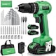 Masina de gaurit cu impact fara perii, Shawty, S0008B, 2 Acumulatori 20V 2Ah Li-Ion,2 trepte 0-600/2000 RPM, Mandrina Rapida 0-13mm, 40 Accesorii, Negru/Verde