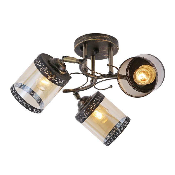 Lustra Quark 06477 cu 3 surse de iluminat, Abajururi reglabile, directionabile, 3XE27 max 60W, IP20