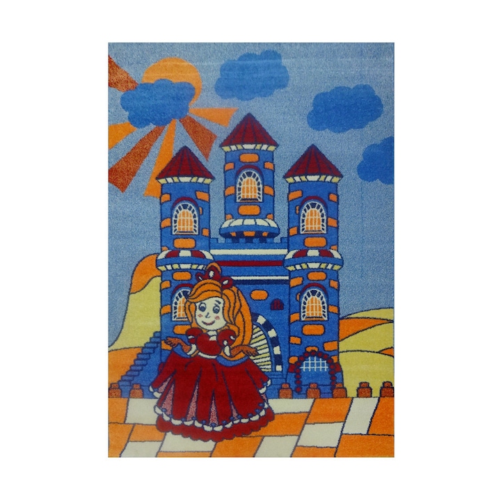 Килим Decotex Детски 756-Принцеса, 100% Фризе , 133 x 190 см, Тегло: 2400 гр/м2, Син