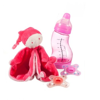 Set Cadou Difrax Boy cu biberon + 2suzete + jucarie plus Set Cadou Difrax Boy cu biberon + 2suzete + jucarie plus