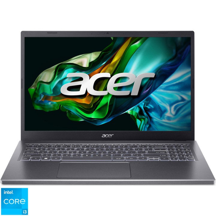 Laptop Acer Aspire 5 A515-58M cu procesor Intel® Core™ i3-1315U pana la 4.5 GHz, 15.6", Full HD, IPS, 8GB DDR5, 512GB SSD, Intel® UHD Graphics, No OS, Iron