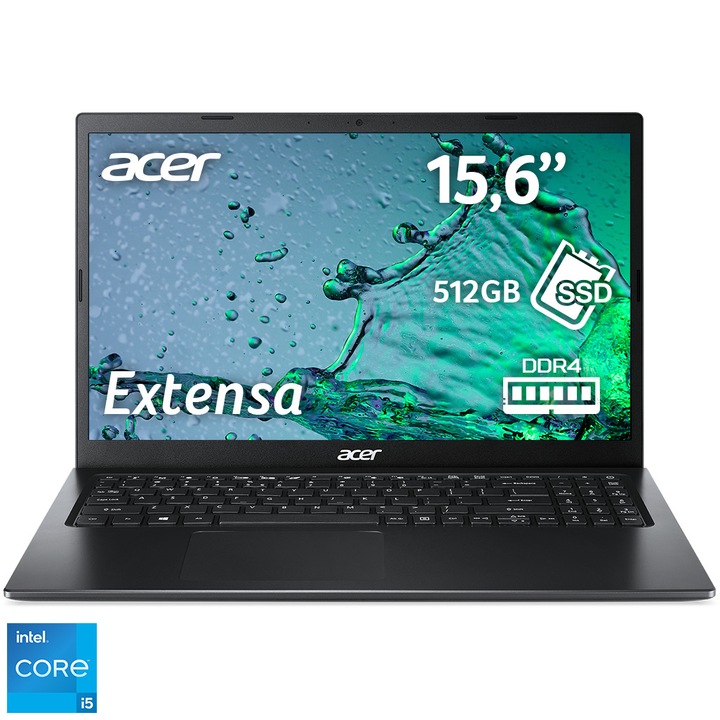 Laptop Acer Extensa 15 EX215-54 cu procesor Intel® Core™ i5-1135G7 pana la 4.30 GHz, 15.6'', Full HD, IPS, 16GB DDR4, 512GB SSD, Intel® Iris® Xe Graphics, No OS, Iron