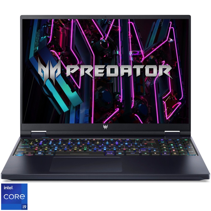 Laptop Gaming Acer Predator Helios 16 cu procesor Intel® Core™ i9-13900HX pana la 5.4 GHz, 16", WQXGA IPS, 240 Hz, 32GB DDR5, 1TB SSD, NVIDIA® GeForce RTX™ 4070 8GB GDDR6, No OS, Black