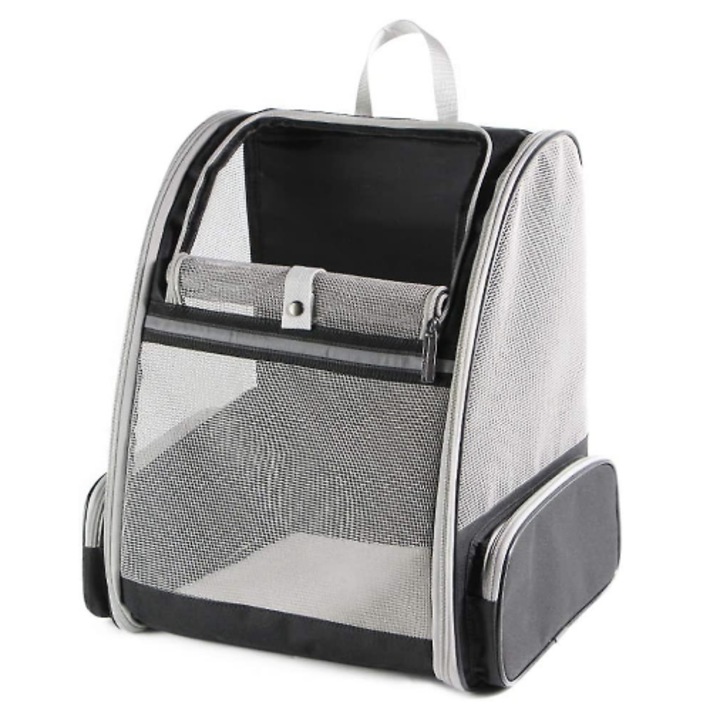 Rucsac transport animale de companie, pliabil, Portabil si respirabil, Gri