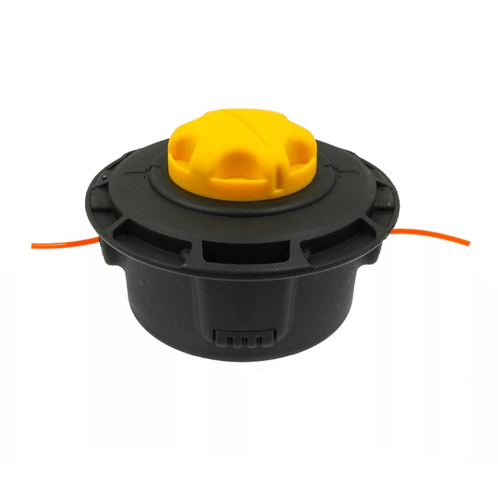 Mosor pentru motocoasa, filet interior 10 x 1.25, buton galben, ejectare fir automata, usor de reumplut, Verke