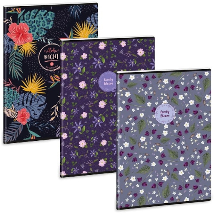 Ars Una Wild Bloom mix 5247 Caiet A4 extra cu spiră și pătrățele