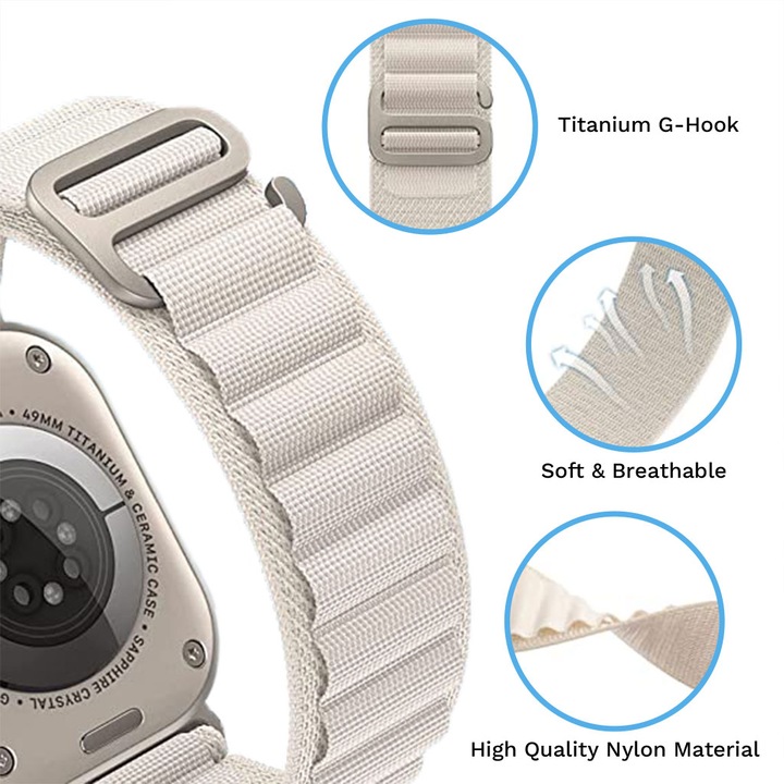 Curea pentru Apple Watch Ultra Vetter KeepOn nylon alb