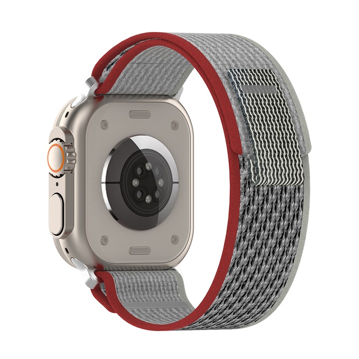 Szíj Apple Watchhoz 1/2/3/4/5/6/7/8/SE/SE 2/Ultra 42/44/45/49mm, óraszíj, F784, piros/szürke