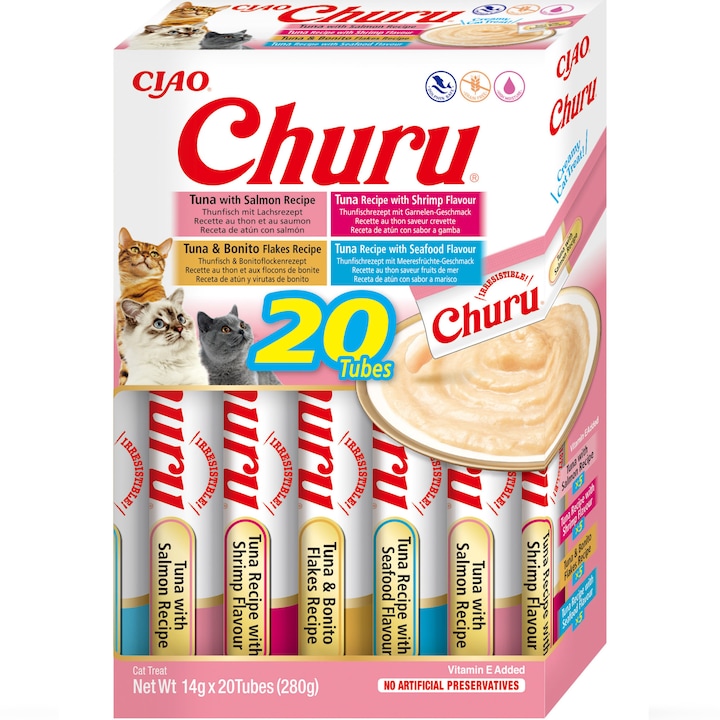 Recompense pentru pisici Inaba Churu, Seafood Variety, 20 buc