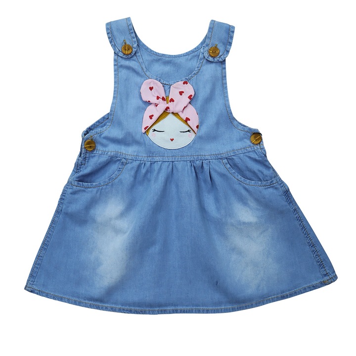 Rochie Scurta Din Denim "Alice" 100% Bumbac, Albastru