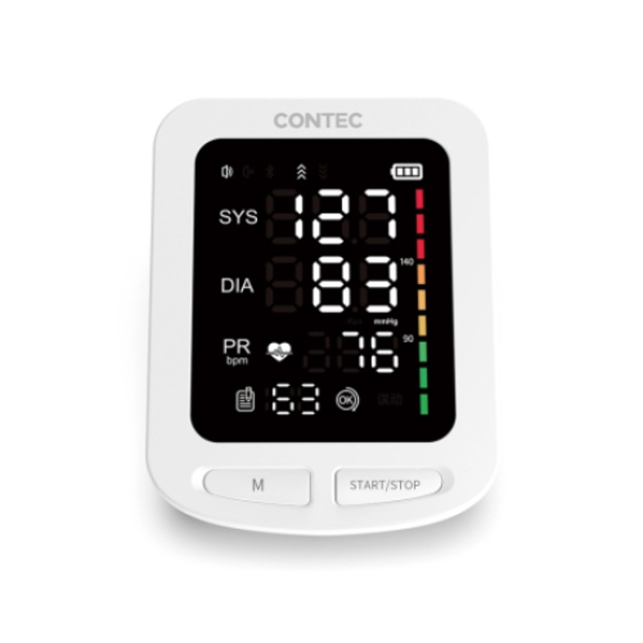 Contec 08E digitális kar vérnyomásmérő, színes led képernyő nagy karakterekkel, mandzsetta 22-32 cm