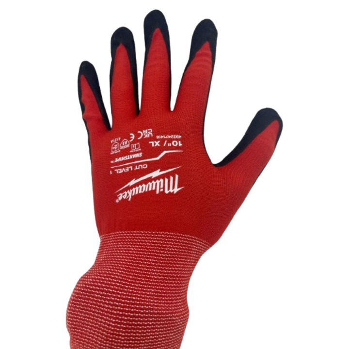 Manusi unisex 4932471418, Milwaukee, Nylon/Lycra, Negru/Rosu, XL