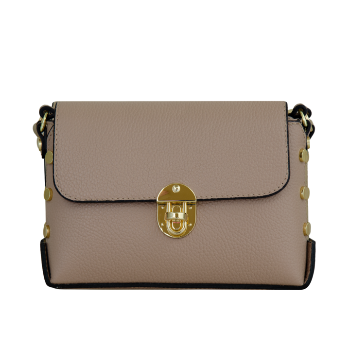 Eva Bags valódi bőr crossbody táska, Daria púderrózsaszín, 24x16x7