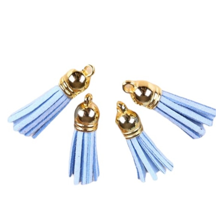 Ciucuri Decorativi, Milmatt, Set 25 bucati, Albastru, din imitatie de piele, pentru proiecte handmade, de artizanat