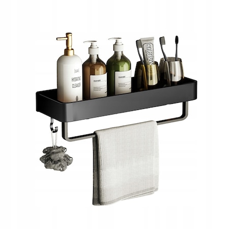 Traversa Raft Raft baie, Arhatreya, Aluminiu, patrat, cu traversa, Negru, 30x12.5x3.5 ...