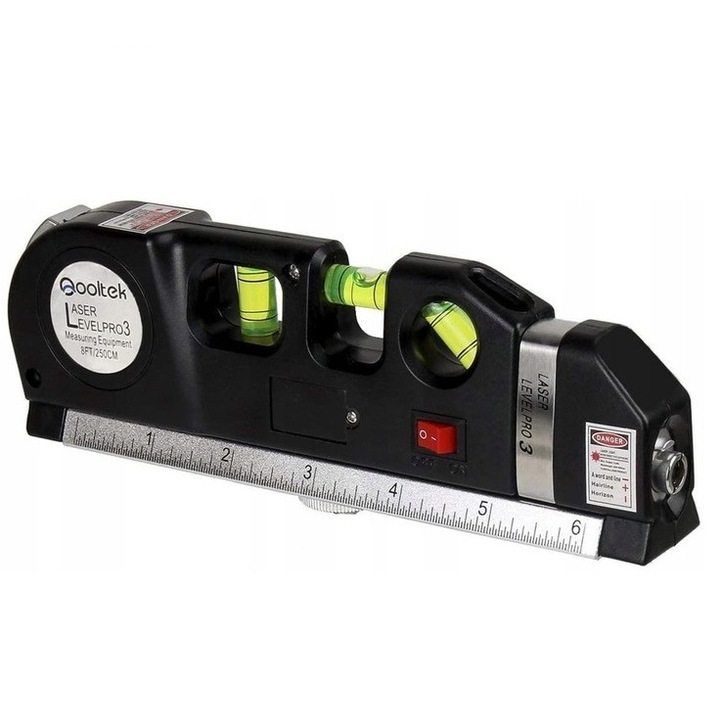 Nivela multifunctionala cu laser si rigla rulata incorporata