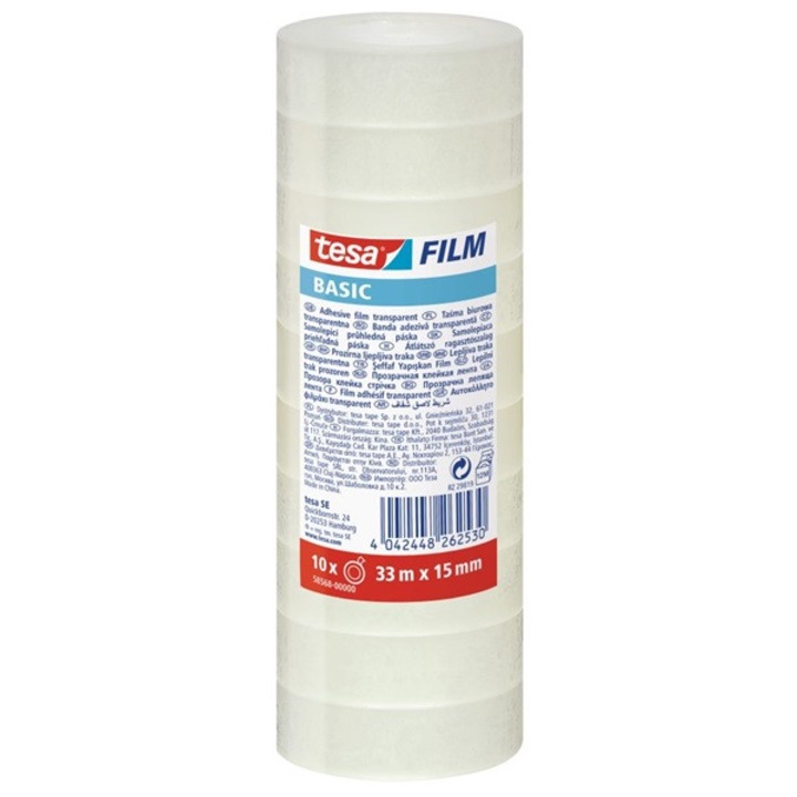 Прозрачна самозалепваща лента Tesa Basic 33mx15mm 10бр/оп