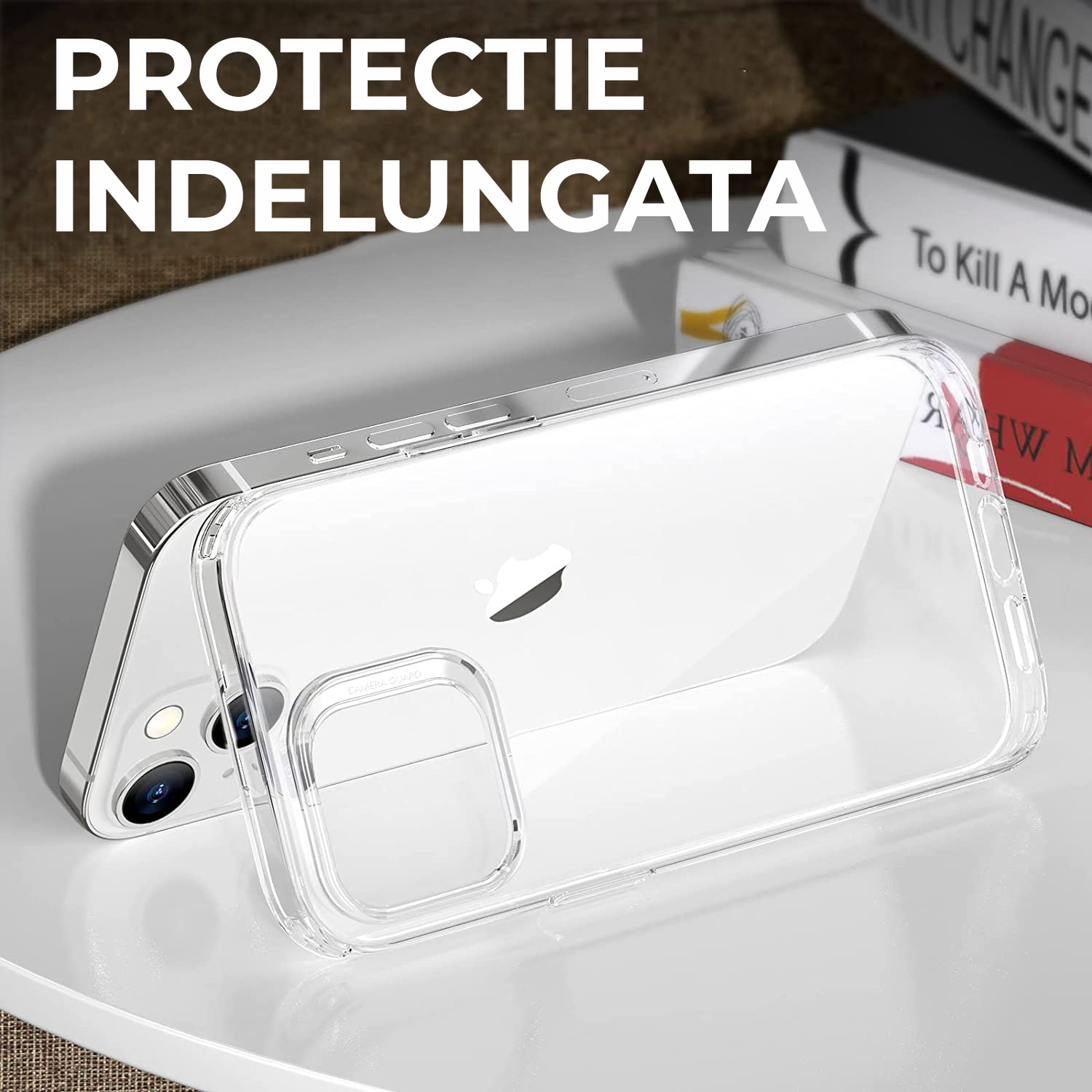 Husa Daden® Transparent Clear pentru iPhone 14, Protectie la camera, Anti ingalbenire, Antisoc, Transparenta