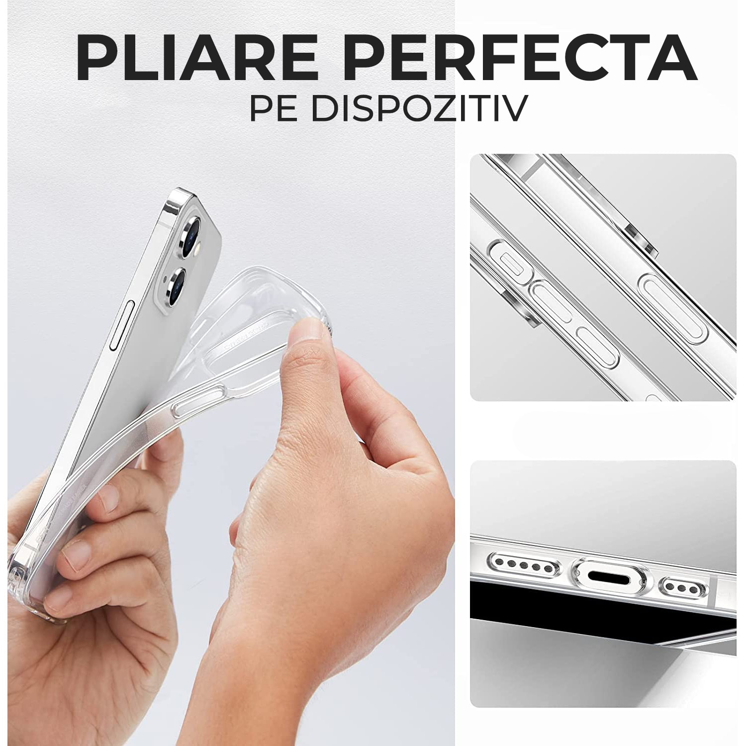 Husa Daden® Transparent Clear pentru iPhone 14, Protectie la camera, Anti ingalbenire, Antisoc, Transparenta