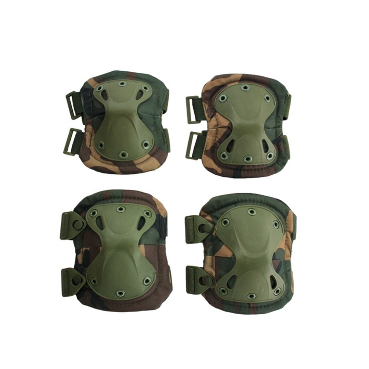 Set Protectie Genunchiere si Cotiere Army, Camuflaj verde, marime universala