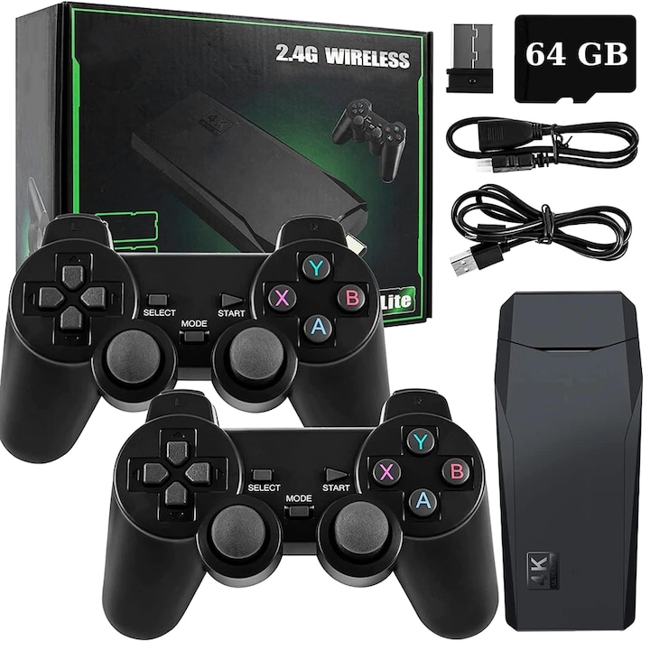 Consola de Jocuri Retro tip Stick Plug and Play, 2000 de Jocuri Preinstalate, Port HDMI, Design Compact