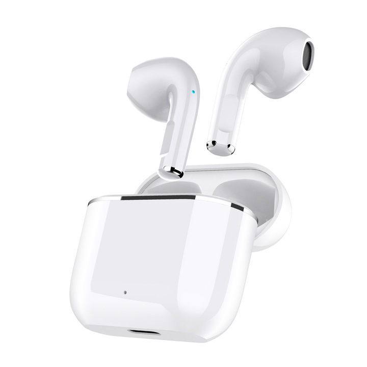 Casti Bluetooth fara fir pentru Android si Apple, albe