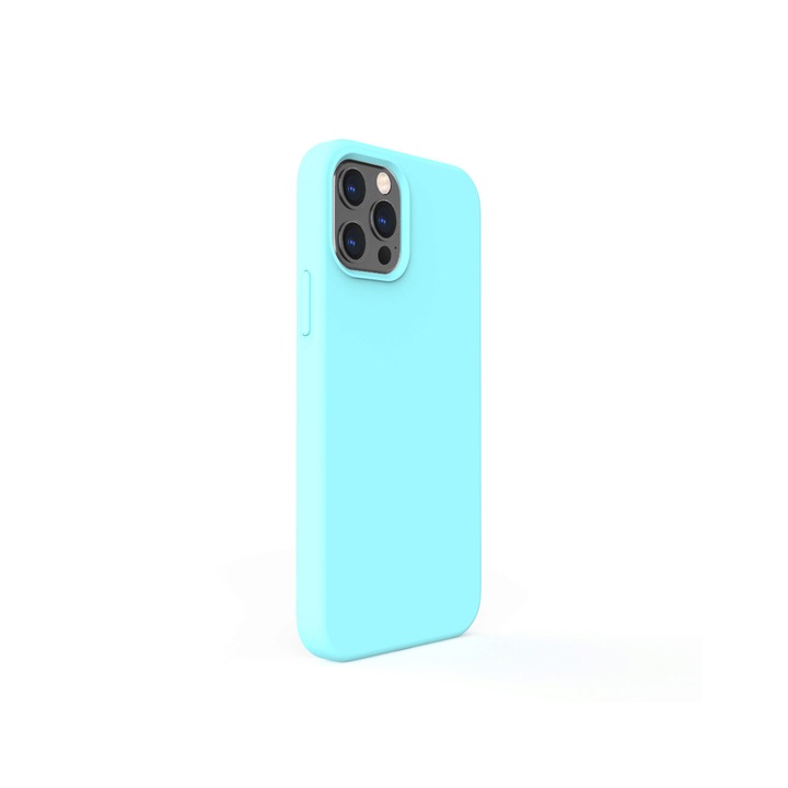 Husa Lemontti Liquid Silicon compatibila cu iPhone 12 Pro Max, Tiffany Blue