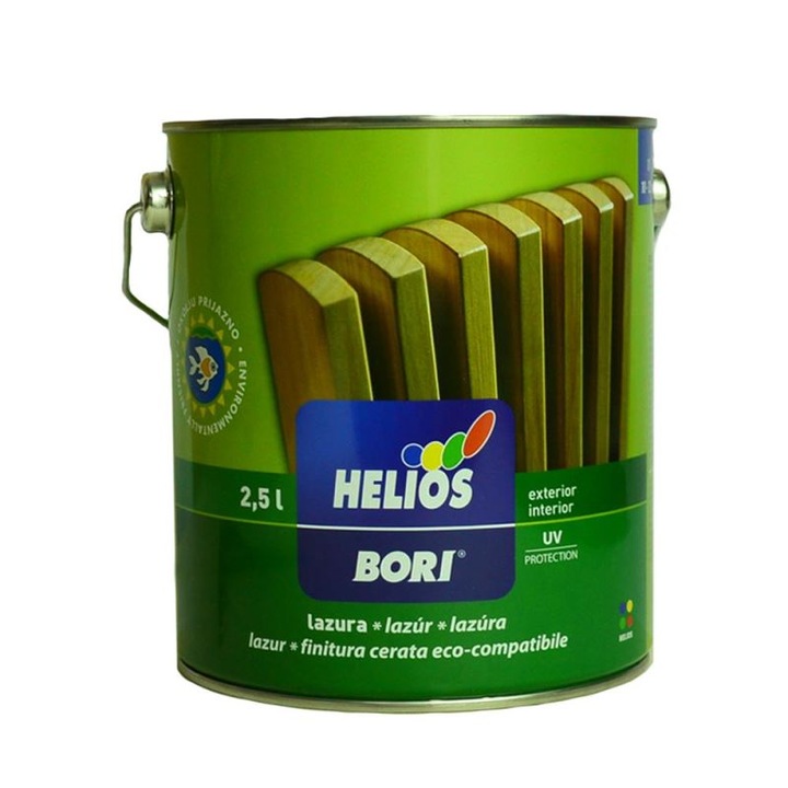 Lac lazur protectie UV, HELIOS BORI, EKO, 3 tec, 2.5l