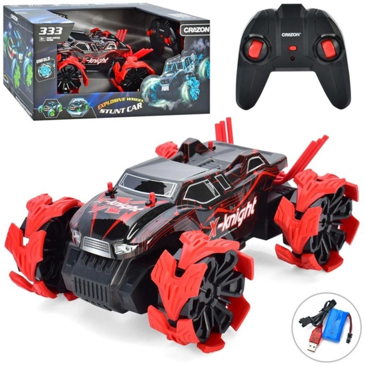 Количка с дистанционно управление Mappy Explosive Wheel Buggy, Червен/Черен