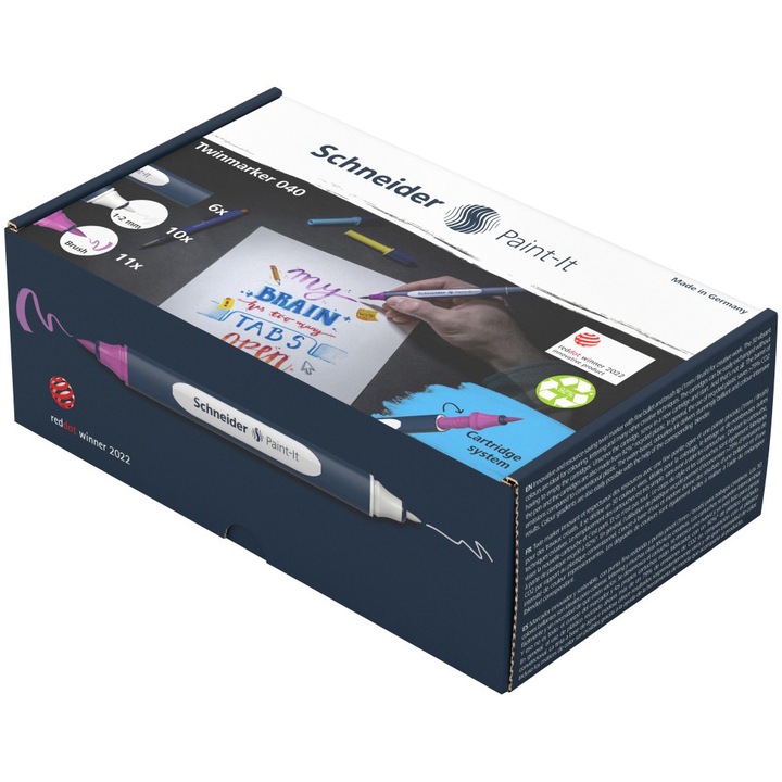 Комплект 27 маркера Twinmarker Schneider Paint-It 040 brush+round, Различни цветове