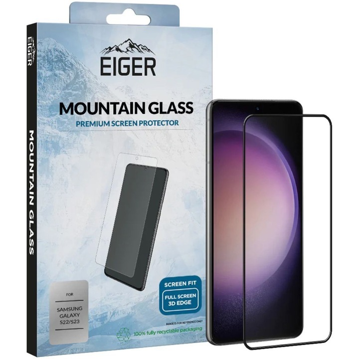 Folie de protectie Eiger Sticla 3D Mountain Glass pentru Samsung Galaxy S23, Clear