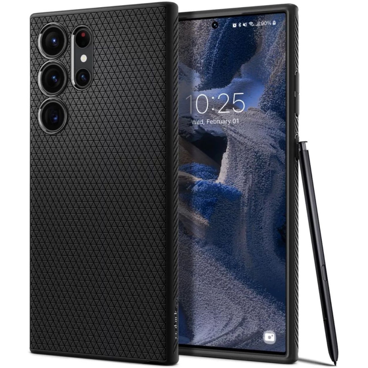 Husa pentru Samsung Galaxy S23 Ultra, Spigen Liquid Air, Matte Black