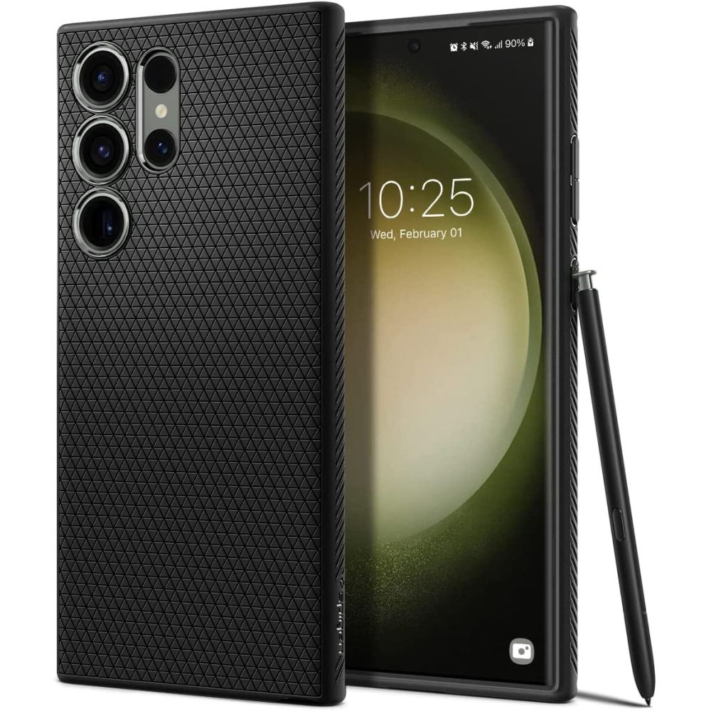 Husa pentru Samsung Galaxy S23 Ultra, Spigen Liquid Air, Matte Black